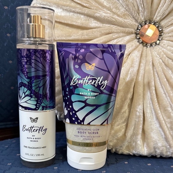 Bath & Body Works Other - Bath & Body Works Butterfly Fragrance Mist and Body Scrub - Blue and Purple